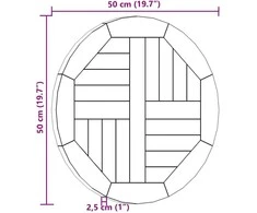 Stalviršis, 50cm, tikmedžio medienos masyvas, apskritas, 2,5cm
