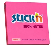 Stickxb4N Lipnūs lapeliai Stick´N 21165, 76x76mm, 100 lapelių,neoninės rožinės spalvos