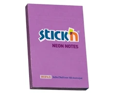 Stickxb4N Lipnūs lapeliai Stick´N 21208, 51x76mm, 100 lapelių, Neoninės violetinės spalvos
