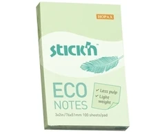 Stickxb4N Lipnūs lapeliai StickN, 21744, Eco, 76x51mm, 100 lapelių, šviesiai žalios spalvos