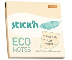 Stickxb4N Lipnūs lapeliai StickN, 21745, Eco, 76x76mm, 100 lapelių, pastelinės geltonos spalvos