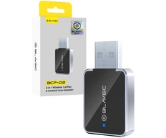 Stiprintuvas Blavec Adapteris Carplay Android Auto wireless BCP-02 – Bluetooth Wifi USB + adapteris Typ C (CPAABCP02-BWUB) juodos spalvos