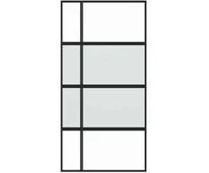 Stumdomos durys, juodos, 102,5x205cm, stiklas ir aliuminis