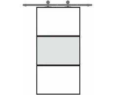 Stumdomos durys, juodos, 102,5x205cm, stiklas ir aliuminis