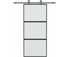 Stumdomos durys, juodos, 90x205cm, grūdintas stiklas/aliuminis