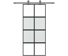 Stumdomos durys, juodos, 90x205cm, grūdintas stiklas/aliuminis