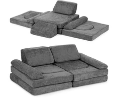 Ecotoys Sulankstoma pilka didelė modulinė sofa vaikams