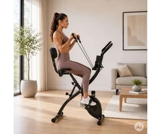 Sulankstomas magnetinis treniruoklis dviratis su atlošu ir pasipriešinimo gumomis, 8 pasipriešinimo lygiai, 120 kg MOVEPRO
