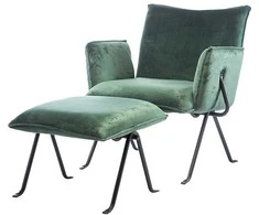 Svetainės fotelis su pakoja Element Melissa Designer chair, Žalia