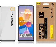 Tactical apsauginis stiklas Shield 5D skirtas Infinix Hot 40 Pro su juodos spalvos krašteliu