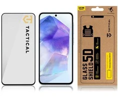 Tactical apsauginis stiklas Shield 5D skirtas Samsung Galaxy A55 5G su juodos spalvos krašteliu