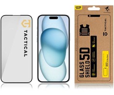 Tactical apsauginis stiklas Shield 5D skirtas Apple iPhone 15 Plus su juodos spalvos krašteliu