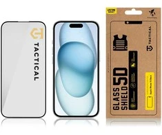 Tactical apsauginis stiklas Shield 5D skirtas Apple iPhone 15 su juodos spalvos krašteliu