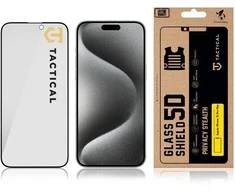Tactical Apsauginis stiklas Shield Privacy Stealth 5D skirtas Apple iPhone 15 Pro Max Juodas
