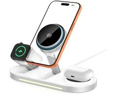Tech-Protect A51 ArcticBoost 3in1 Magnetinis MagSafe belaidis įkroviklis 25W QI2.2 baltos spalvos