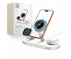 Tech-Protect A51 ArcticBoost 3in1 Magnetinis MagSafe belaidis įkroviklis 25W QI2.2 baltos spalvos