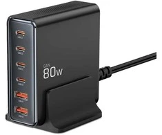 Tech-Protect DC80W-GAN 6-PORT juoda