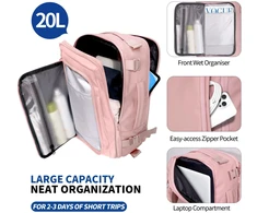 Tech-Protect Defender S50 Backpack for Ryanair &amp; Wizzar, 20L Nešiojamas kompiuteris - Rožinė