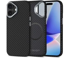 „Tech-Protect Ion Carbon MagSafe“ dėklas, skirtas „iPhone 17“ - juodas ir sidabrinis