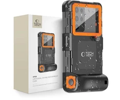 Tech-Protect IPX8 Diving Atsparus vandeniui Case Universal dėklas telefonui juodos spalvos & oranžinis
