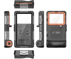 Tech-Protect IPX8 Diving Atsparus vandeniui Case Universal dėklas telefonui juodos spalvos & oranžinis