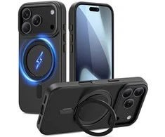 Tech-Protect MagRing MagSafe dėklas skirtas Apple iPhone 17 Pro Max – matinis juodos spalvos