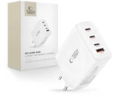 Tech-Protect NC120W-GAN 4-Port laidinis įkroviklis PD 120W / QC3.0 baltos spalvos
