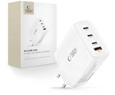Tech-Protect NC140W-GAN 4-Port laidinis įkroviklis PD 140W / QC3.0 baltos spalvos