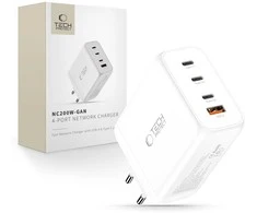 Tech-Protect NC200W-GAN 4-port laidinis įkroviklis PD 200W / QC3.0 baltos spalvos