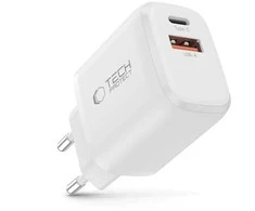 „Tech-Protect NCA20 PD 20W QC3.0 USB-A / USB-C“ sieninis įkroviklis - Baltas