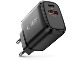 „Tech-Protect NCA20 PD 20W / QC3.0 USB-A / USB-C“ sieninis įkroviklis - juodas