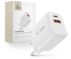Tech-Protect NCA45W-GAN 2-Port laidinis įkroviklis PD 45W / QC3.0 baltos spalvos
