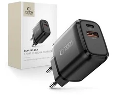 Tech-Protect NCA45W-GAN 2-Port laidinis įkroviklis PD 45W / QC3.0 juodos spalvos