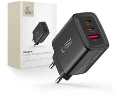 Tech-Protect NCA65W-GAN 3-PORT laidinis įkroviklis PD 65W / QC3.0 juodos spalvos