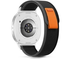 Tech-Protect Nylon Stripe apyrankė skirta Samsung Galaxy Watch 40/44/46 mm – juodos spalvos ir oranžinės spalvos