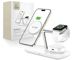 Tech-Protect QI15W-A45 3in1 belaidis įkroviklis su MagSafe for Apple Devices – baltos spalvos
