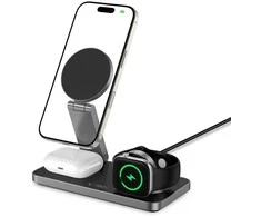 Tech-Protect QI15W-A47 MagSafe 3in1 indukcinis įkroviklis + USB-C laidas - Juodas