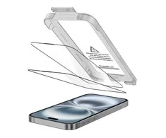 „Tech-Protect Quick Set+“ 2 grūdinto stiklo pakuotė, skirta „iPhone 17“ - juodas
