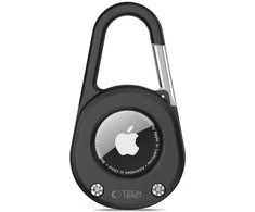 Tech-Protect Slidelock Carabiner Keychain dėklas skirtas Apple AirTag 1/2 – juodos spalvos