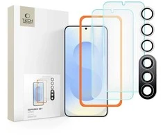 Tech-Protect Supreme Set for Samsung Galaxy S25 2x apsauginis stiklas for Ekranas / apsauginis stiklas for Camera – Clear