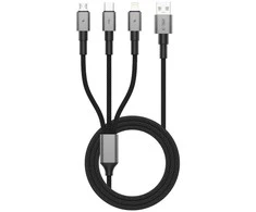 Tech-Protect UltraBoost DNA 3in1 USB-C / Micro-USB / Lightning kabelis 120 cm – pilkos spalvos