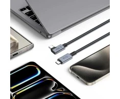 Tech-Protect UltraBoost Max L USB-C 4.0 (tiesus) / USB-C 4.0 (kampinis) PD 240W 8K 40Gbps 1,5 m kabelis – pilkas