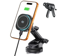 TECH-PROTECT V20 ARCTICBOOST MAGNETINIS MAGSAFE AUTOMOBILINIS LAIKIKLIS ANT PRIETAISŲ SKYDELIO IR ORO IŠPUČIŲ SU BELAIDŽIU ĮKROVIKLIU 25W QI2.2 Juodas