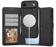 „Tech-Protect“ piniginės formos „MagSafe“ dėklas, skirtas „iPhone 17 Air“ – matinis juodas