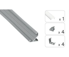 TEKKNI LED profilio komplektas BARDE kampinis, aliuminis, anoduotas, matinis dangtelis 2.02 m