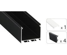 TEKKNI LED profilio komplektas NORS paviršinis/pakabinamas, juodas, anoduotas, matinis dangtelis 2.02 m