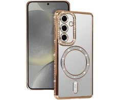 Tel Protect Bling Magsafe dėklas skirtas Samsung Galaxy S26 aukso spalvos