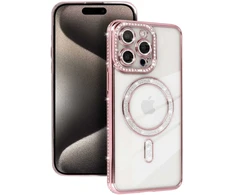 Tel Protect Bling Magsafe dėklas skirtas Xiaomi Redmi Note 15 5G rožinės spalvos