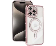 Tel Protect Bling Magsafe dėklas skirtas Xiaomi Redmi Note 15 Pro 5G rožinės spalvos