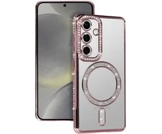 Tel Protect Bling Magsafe dėklas skirtas Samsung Galaxy S26 rožinės spalvos